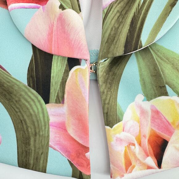 Joseph Ribkoff Long Sleeves Floral Print Blazer Jacket Blue & Pink‎ Size 10 - Picture 7 of 9